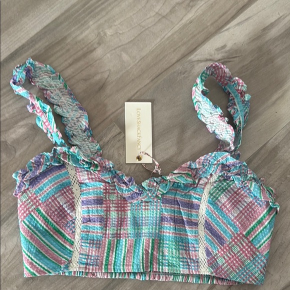 NWT LoveShackFancy Mireya Plaid Ruffle Bralette - Picture 3 of 5